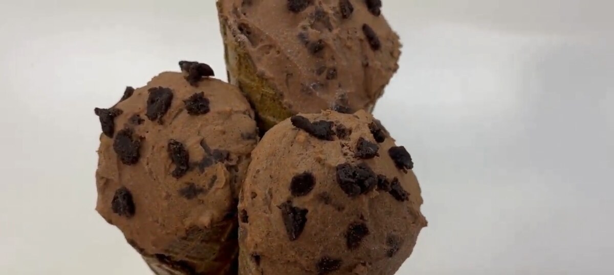 Three scoops of the Frozen Hemptation vegan frozen-dessert prototype